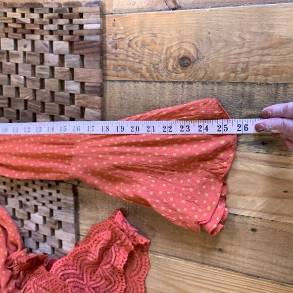 Free People Intimately Blousy Bodysuit Surplice Front Flouncy L/S Lace Trim - Picture 12 of 12